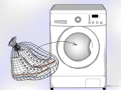 If you want to prevent your shoes from banging around in the washing machine too much, wrap them in a mesh or fabric laundry bag before before throwing them into the machine.