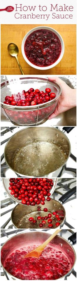 Everybody’s favorite sweet-tart Thanksgiving staple is oh-so-easy to make from scratch. All you need to make classic cranberry sauce is cranberries, sugar and water. A quick boil and a few hours in the fridge, and you’ve got Betty-approved homemade cranberry sauce.