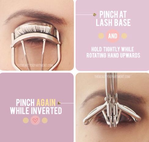 13. Lash Curling Secret
Get the most out of your lash curler by pinching at the very base of your lashes, and then lifting the curler up into an inverted position. This creates double the curl and lasts much longer!