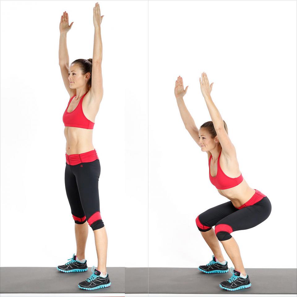 Circuit Two: Squat With Overhead Reach

Reps: 15 
