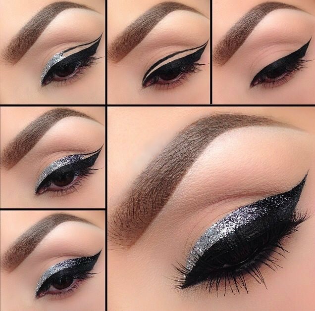 9. Glittered eyeliner look