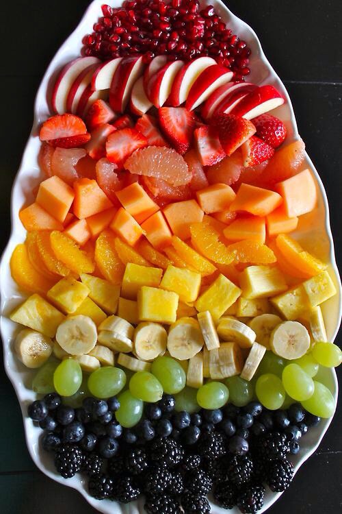 Make a fruit plater 
- apples 
- mangos 
- cantaloupe
- melons 
- grapes 
- strawberries  
- pineapple
- banana 
- blueberries  