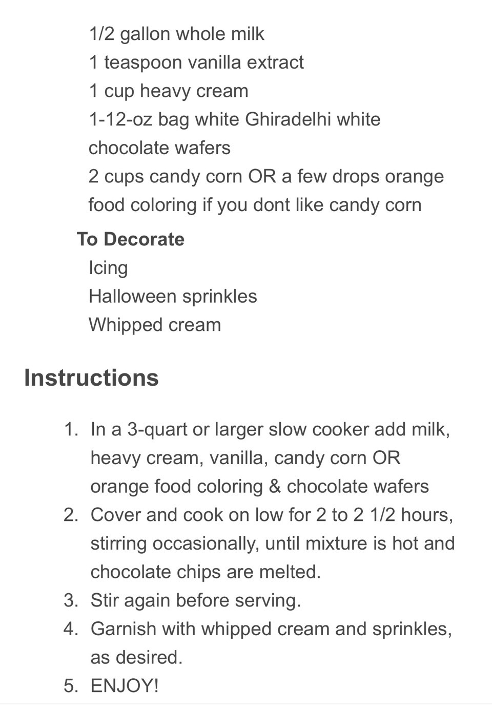 SLOW COOKER HALLOWEEN HOT CHOCOLATE!