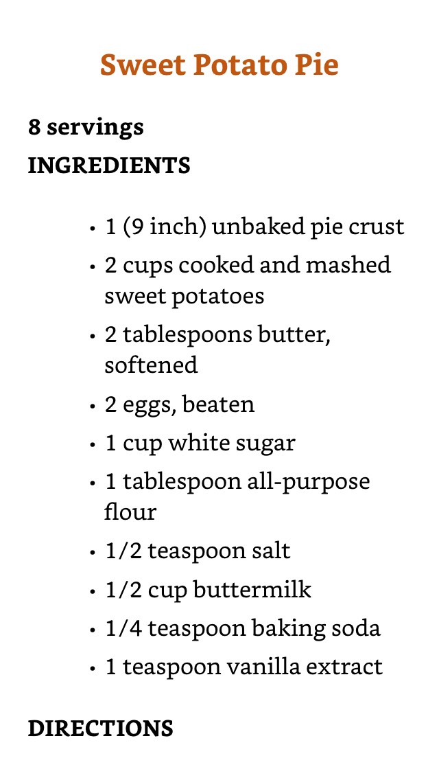 Sweet Potato Pie Recipe 