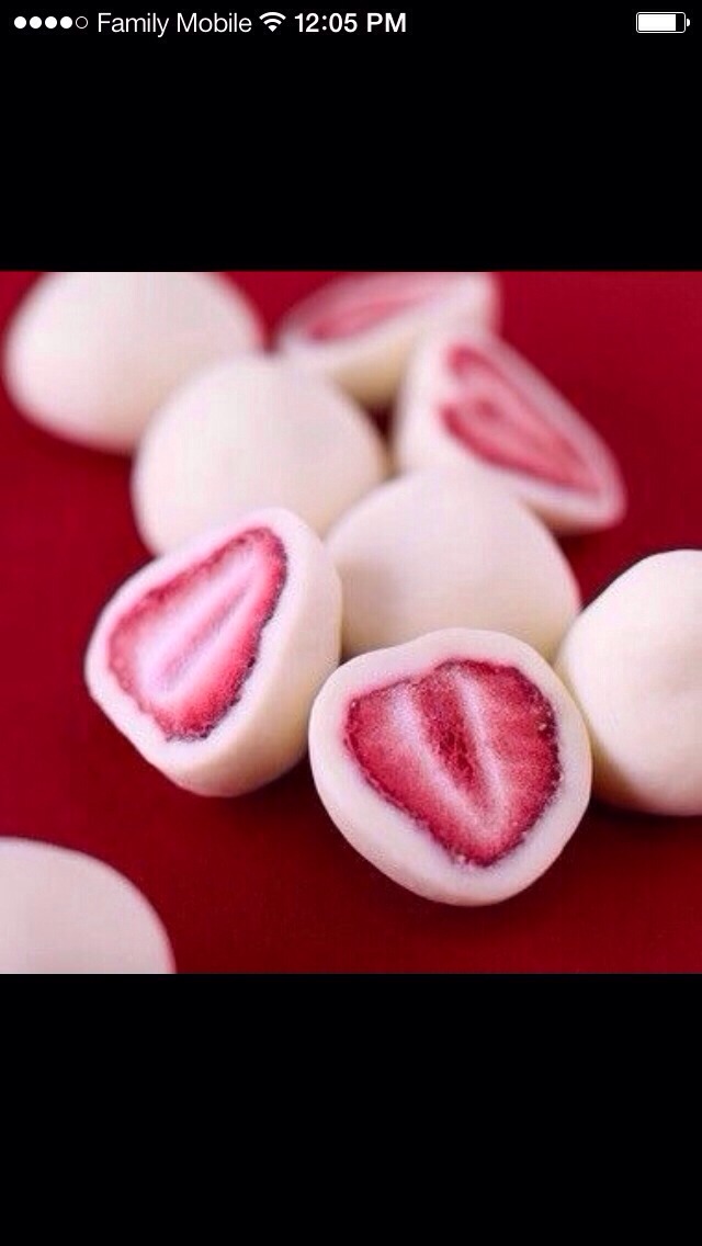 Frozen yogurt strawberry's ! Simply take you favorite yogurt (healthy wise Greek yogurt would be best as it is high in protein ) and freeze :)