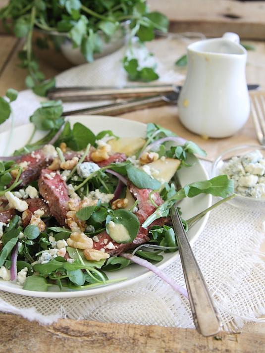  Steak, Pear, and Watercress Salad