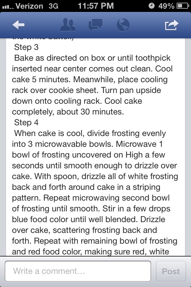 Simple Red White And Blue American Cake. 
