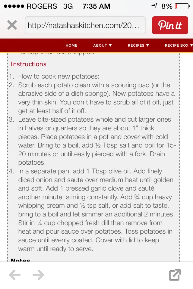 Baby Potatoes In A Garlic Cream Sauce!