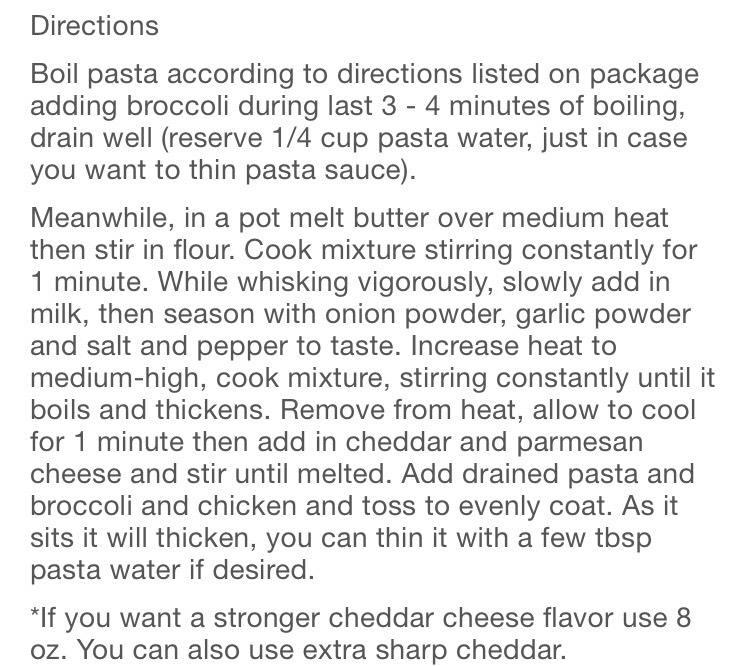 Creamy Broccoli Chicken Shells And Cheese.