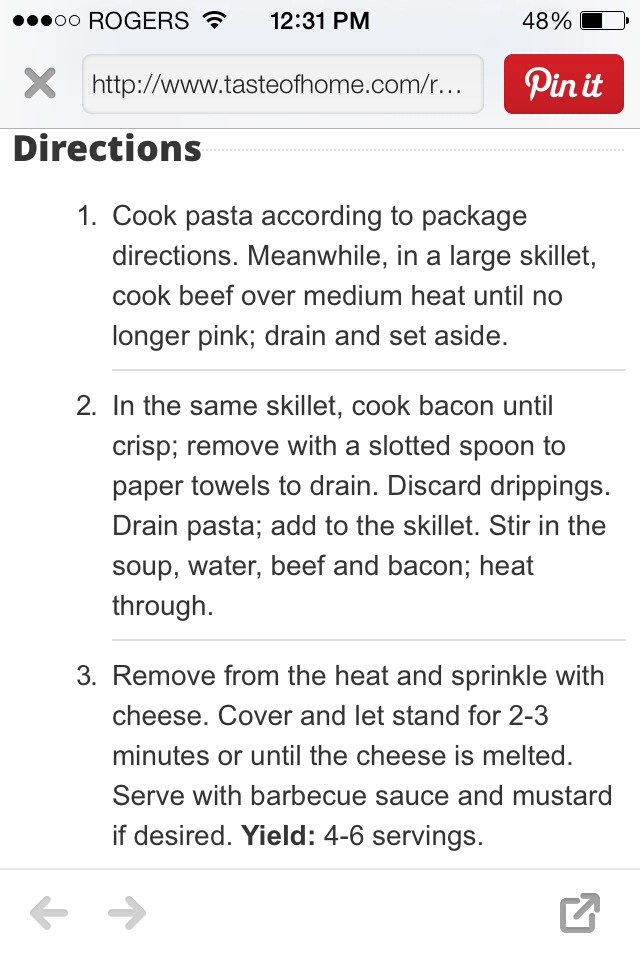 Bacon Cheeseburger Pasta!