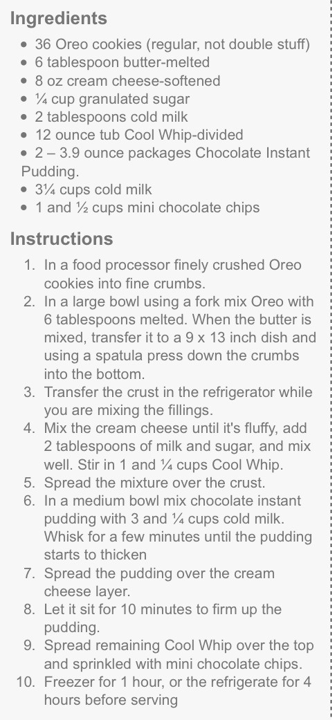 " Chocolate Lasagna"😋