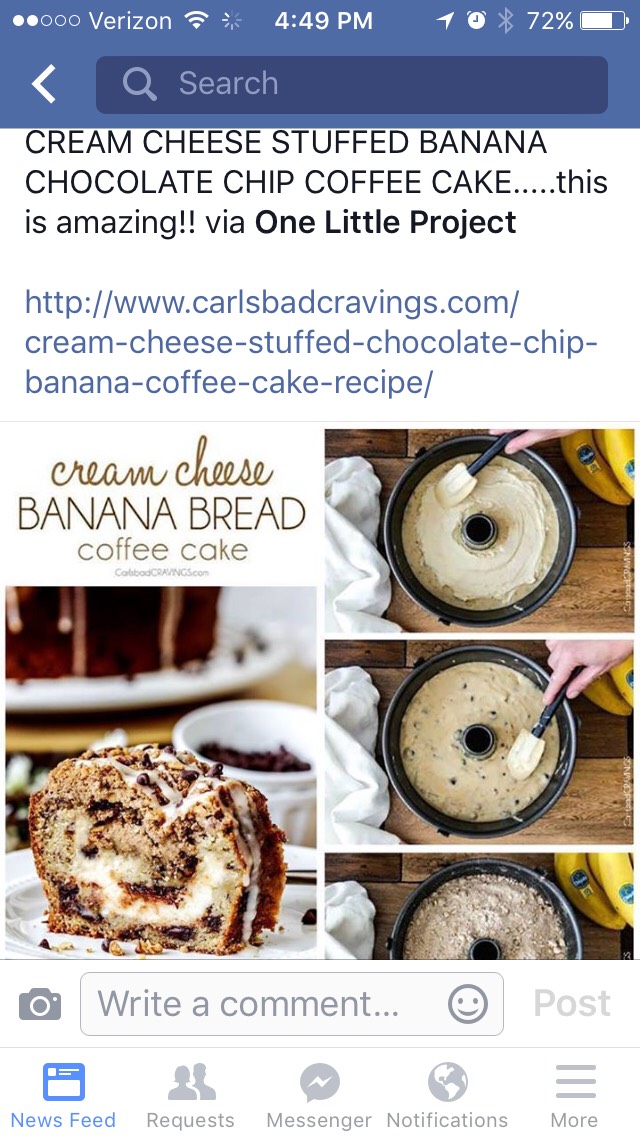 Cream Cheese Stuffed Banana Bread