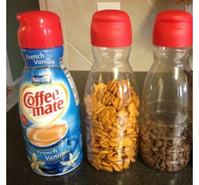 Recycle bottles with wide lids to make snack bottles♻️