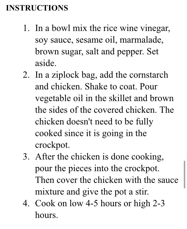 "YUMMY SLOW COOKER ORANGE CHICKEN"