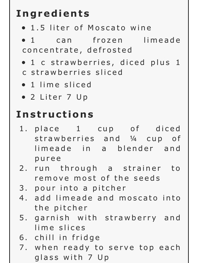 Strawberry & Lime Moscato Punch