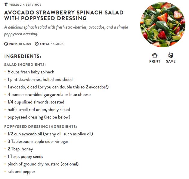 AVOCADO STRAWBERRY SPINACH SALAD WITH POPPYSEED DRESSING #tipIt