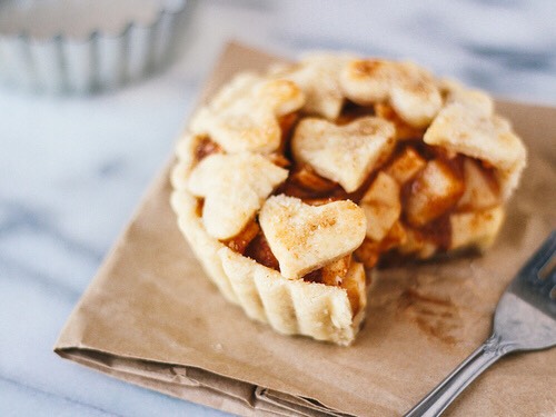 Eating apple pie.