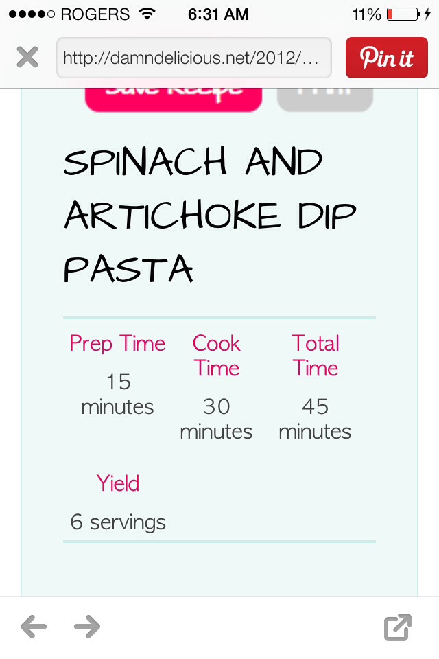 Spinach And Artichoke Dip Pasta!!
