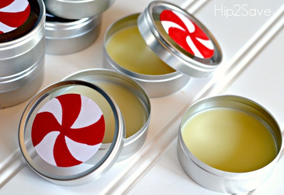 These adhesive labels came with my tins and I used a red sharpie to color them like a peppermint candy.
