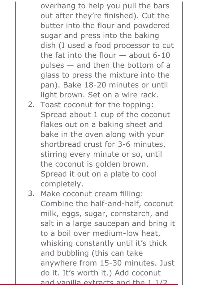 Coconut Cream Pie Bars 