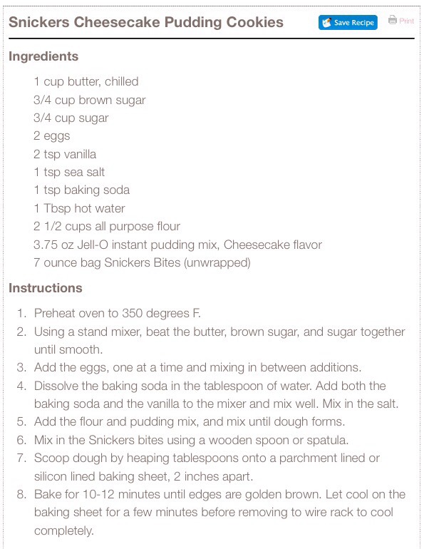 " Snickers Cheesecake Pudding Cookies"