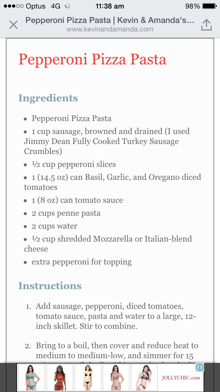 Pepperoni Pizza Pasta 