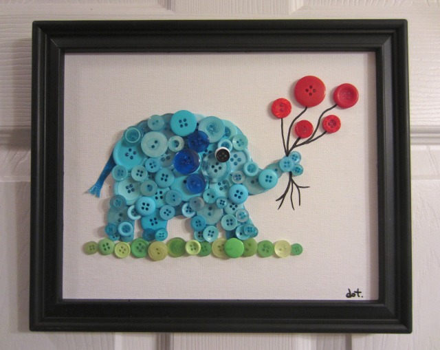 Add a little grass with green buttons! Now frame and hang in the baby's room!