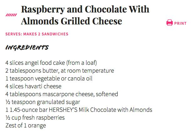 Raspberry And Chocolate With Almonds Grilled Cheese #tipIt