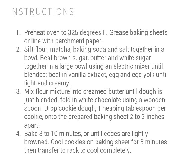 White Chocolate Chip Green Tea Cookies! !