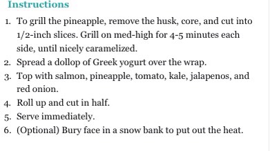 Healthy Lunch Idea: Spicy Salmon & Grilled Pineapple Wrap 