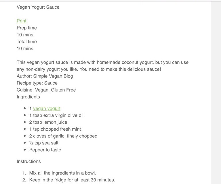 Vegan Yogurt Sauce 