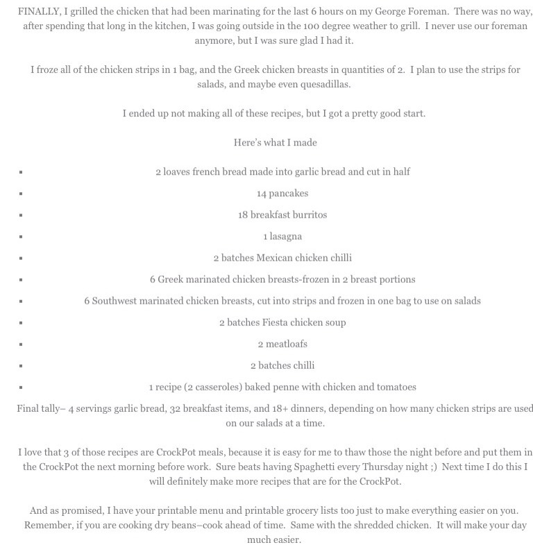 10 Day Frozen Meal Plan 