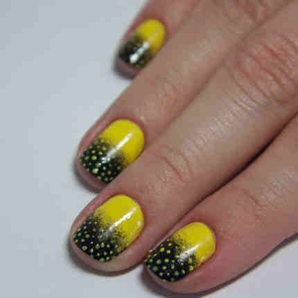 3. Use a dotting tool or a toothpick to create small yellow dots over the black portion.