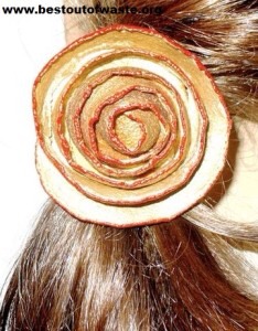 Girl Hair Craft

A dry orange-peel flower look awesome as a hair pin.You can teach a peel  flower from the above post. So don’t confuse to see only below picture but read a procedure from above craft-type.