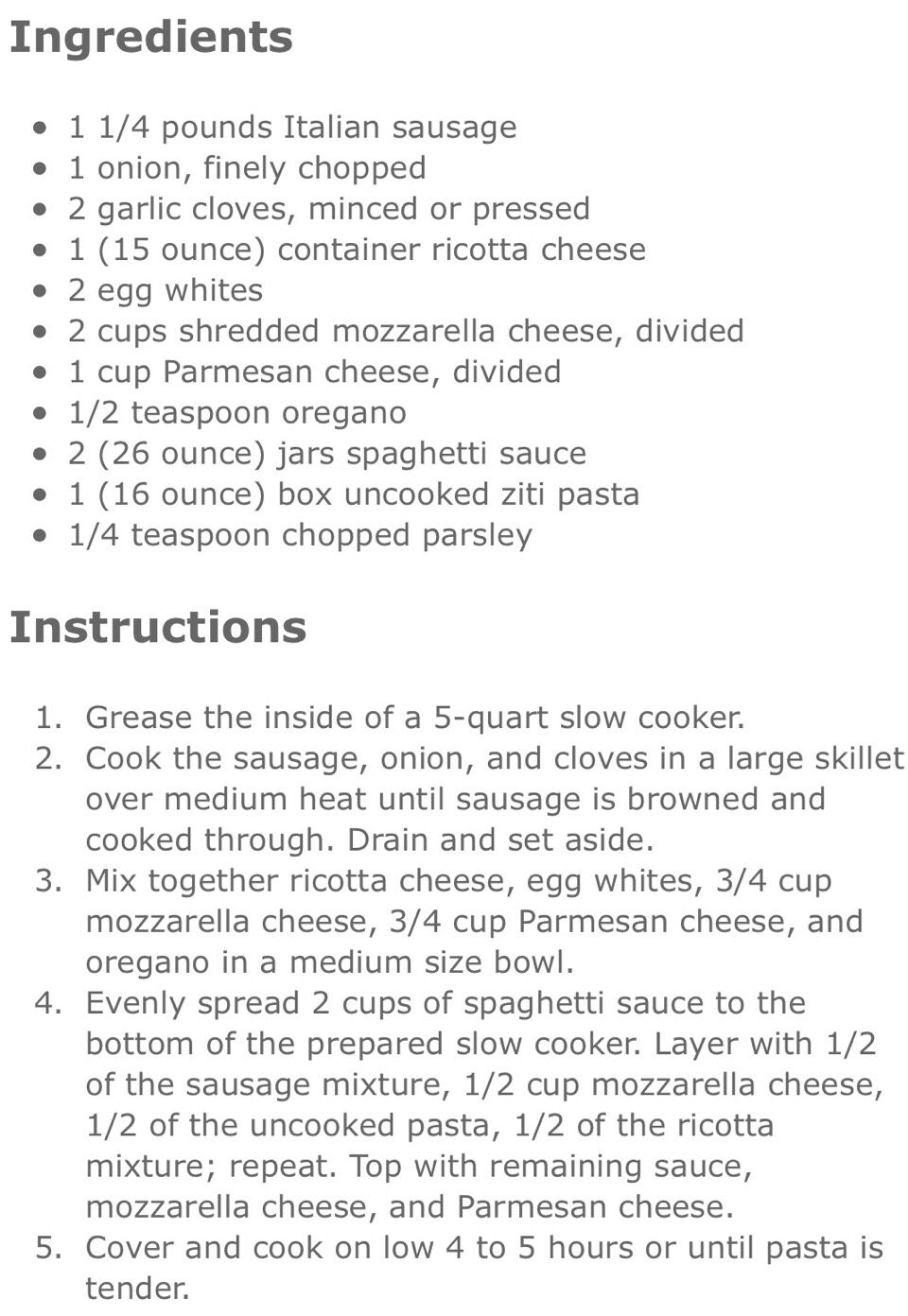 Slow Cooker Ziti With Italian Sausage🍴🍽