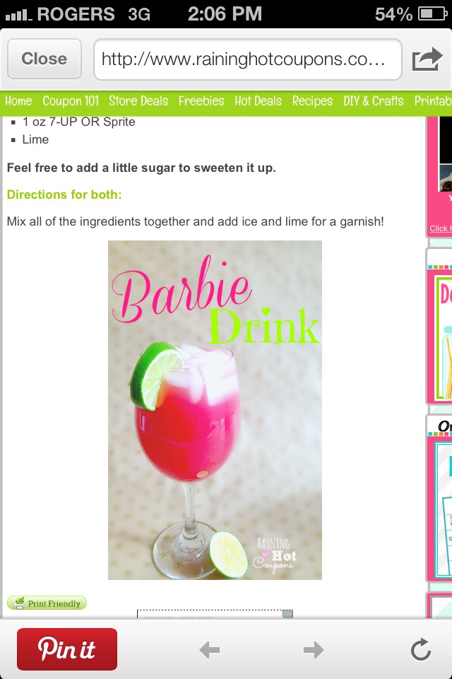 Barbie Drink Recipe