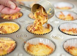 Top each with slightly less than 1/4 cup egg mixture.