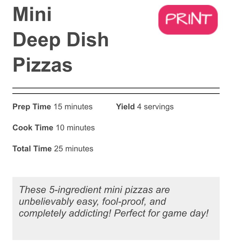 Mini Deep Dish Pizzas