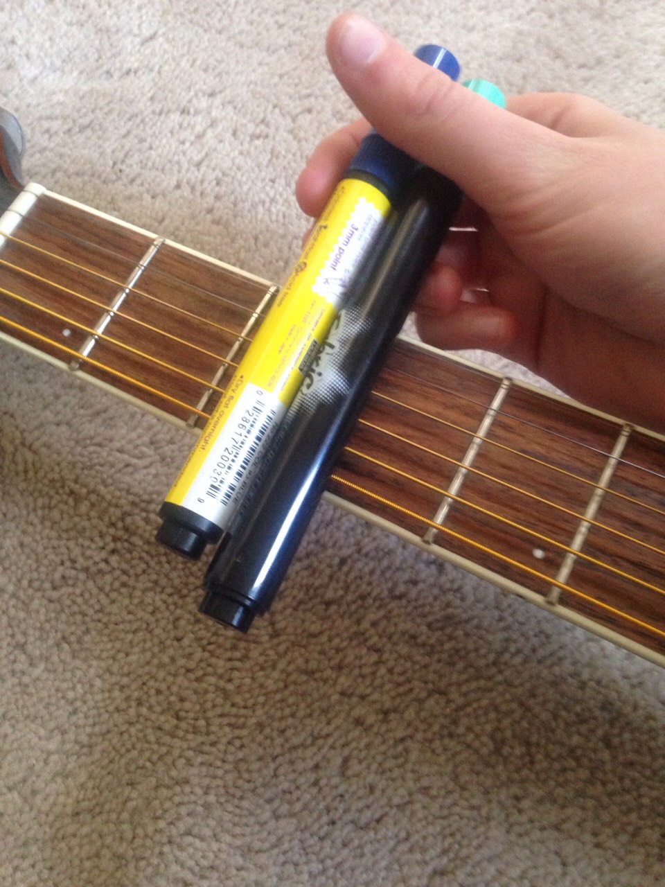 Place however many markers you need on the fret board