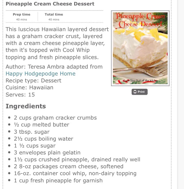 Pineapple Cream Cheese Dessert 