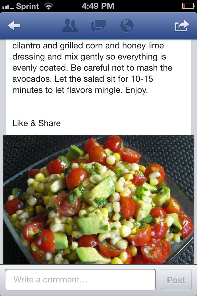 Grilled Corn, Avocado, And Tomato Salad With Honey Lime Dressing