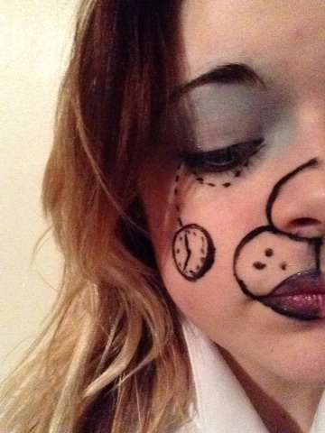 Alice In Wonderland: White Rabbit Half Face Face Paint.