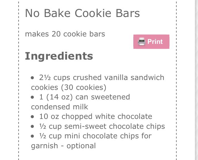 No Bake Cookie Bars!