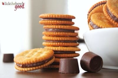 Place a rolo between two ritz crackers bake in the oven at 350 for 3-5 minutes or until rolo is melted. Let cool and enjoy😊