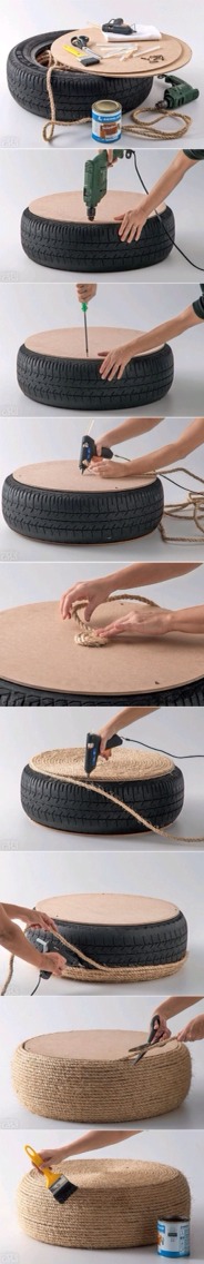 DIY Tyre Table/ottoman