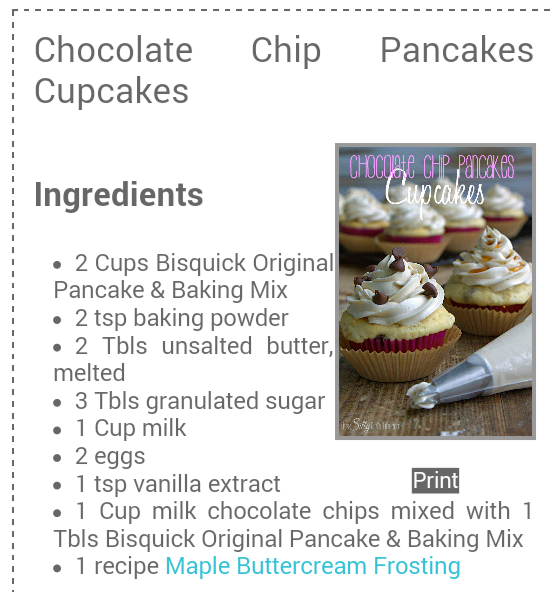 Chocolate Chip Pancakes Cupcakes With Maple Buttercream Frosting!