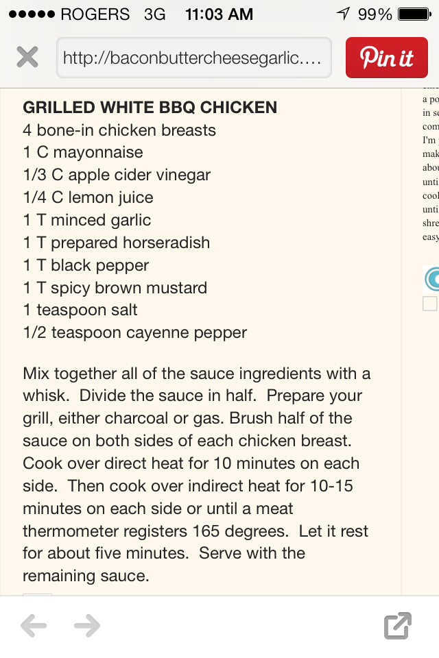 Grilled White Barbeque Chicken