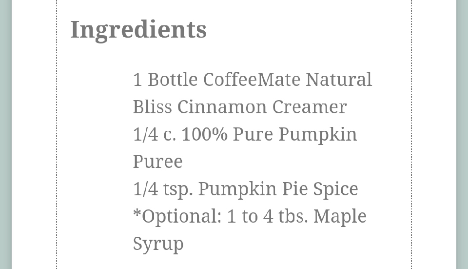 Homemade pumpkin spice creamer 