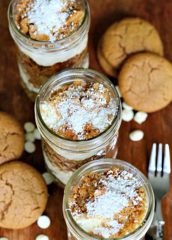 No bake white chocolate cheesecake gingerbread trifles