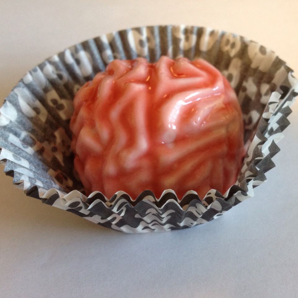 Chocolatey brain with raspberry ooze
